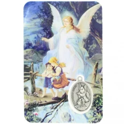 Palais du Rosaire Carte De Prière de Saint Michel et l'Ange Gardien Avec Médaille^ Image Religieuse