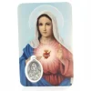 Palais du Rosaire Carte De Prière du Sacré-Coeur de Jésus et Sacré-Coeur de Marie Avec Médaille^ Image Religieuse