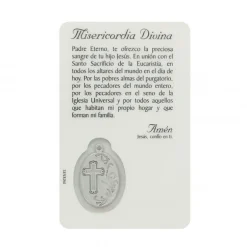 Palais du Rosaire Carte de prière Jésus Miséricordieux avec médaille^ Image Religieuse