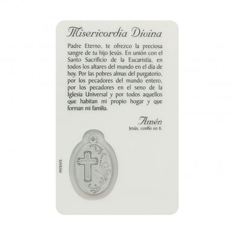 Palais du Rosaire Carte de prière Jésus Miséricordieux avec médaille^ Image Religieuse