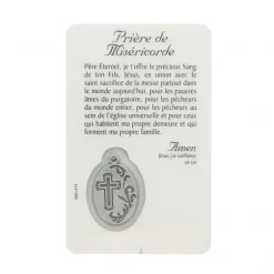 Palais du Rosaire Carte de prière Jésus Miséricordieux avec médaille^ Image Religieuse