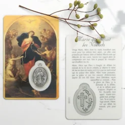Palais du Rosaire Carte de prière Marie qui défait les noeuds avec médaille^ Image Religieuse