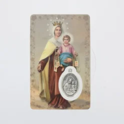 Palais du Rosaire Carte de prière Notre-Dame de Mont Carmel avec médaille^ Image Religieuse