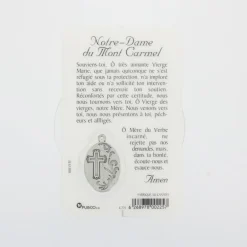 Palais du Rosaire Carte de prière Notre-Dame de Mont Carmel avec médaille^ Image Religieuse