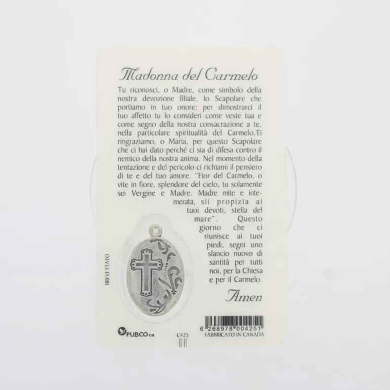 Palais du Rosaire Carte de prière Notre-Dame de Mont Carmel avec médaille^ Image Religieuse