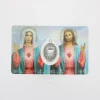 Palais du Rosaire Carte de prière Sacré Coeur de Jésus et Marie avec médaille^ Image Religieuse