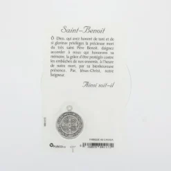 Palais du Rosaire Carte de prière Saint Benoît avec médaille^ Image Religieuse
