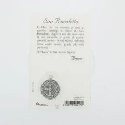 Palais du Rosaire Carte de prière Saint Benoît avec médaille^ Image Religieuse