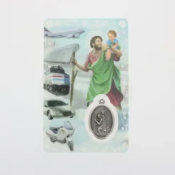 Palais du Rosaire Carte de prière Saint Christophe avec médaille^ Image Religieuse