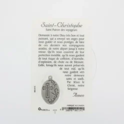 Palais du Rosaire Carte de prière Saint Christophe avec médaille^ Image Religieuse