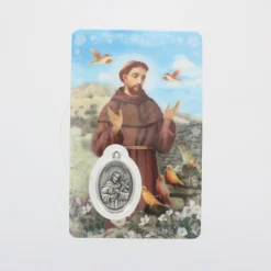 Palais du Rosaire Carte de prière Saint François d'Assise avec médaille^ Image Religieuse