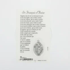 Palais du Rosaire Carte de prière Saint François d'Assise avec médaille^ Image Religieuse