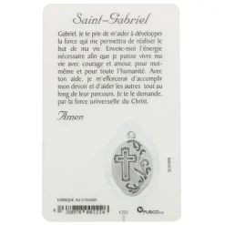 Palais du Rosaire Carte de prière Saint Gabriel avec médaille^ Image Religieuse