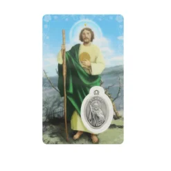 Palais du Rosaire Carte de prière Saint Jude avec médaille^ Image Religieuse