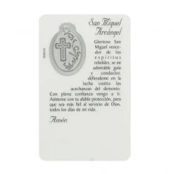 Palais du Rosaire Carte de prière Saint Michel avec médaille^ Image Religieuse