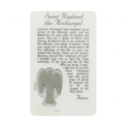 Palais du Rosaire Carte de prière Saint Raphaël avec médaille^ Image Religieuse
