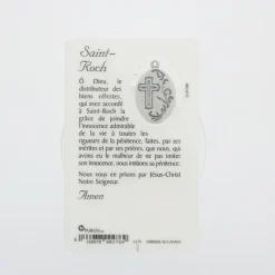 Palais du Rosaire Carte de prière Saint Roch avec médaille^ Image Religieuse