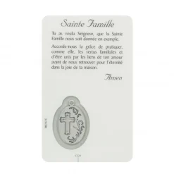 Palais du Rosaire Carte de prière Sainte Famille avec médaille^ Image Religieuse