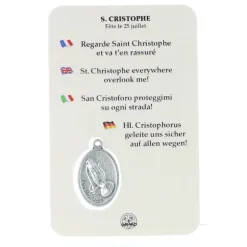 Palais du Rosaire Carte Prière de Saint Christophe avec Médaille^ Image Religieuse