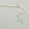 Palais du Rosaire Chapelet argenté avec grains en nacre et pierres swarovski^ Chapelet Nacre | Chapelet Cristal
