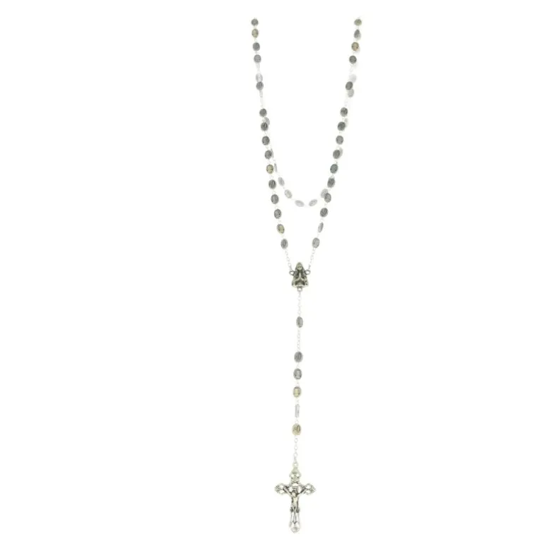Palais du Rosaire Chapelet avec grains de l'Apparition et de la Vierge en métal argenté^ Chapelet Métal