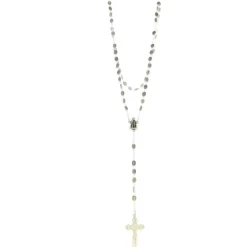 Palais du Rosaire Chapelet avec grains de l'Apparition et de la Vierge en métal argenté^ Chapelet Métal