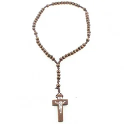 Palais du Rosaire Chapelet avec grains en bois 6mm sur corde et crucifix gravé^ Chapelet Corde | Chapelet Bois
