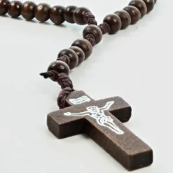 Palais du Rosaire Chapelet avec grains en bois 6mm sur corde et crucifix gravé^ Chapelet Corde | Chapelet Bois