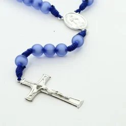Palais du Rosaire Chapelet coloré sur corde avec fermoir et crucifix et coeur de Lourdes en métal^ Chapelet Corde
