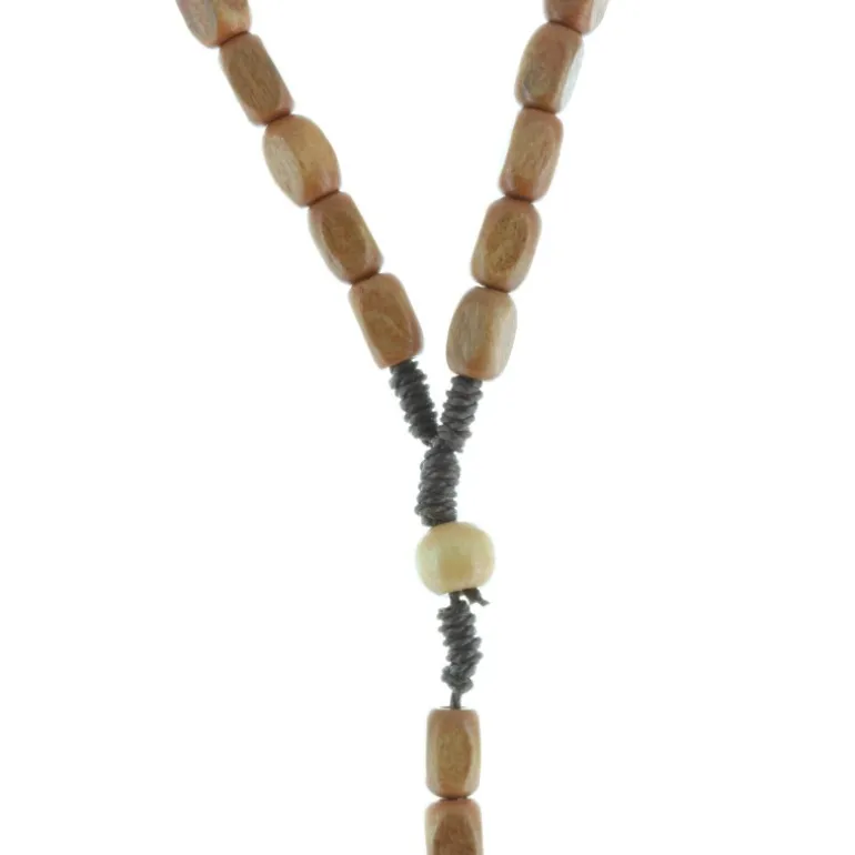 Palais du Rosaire Chapelet corde grains carrés en bois^ Chapelet Corde | Chapelet Bois