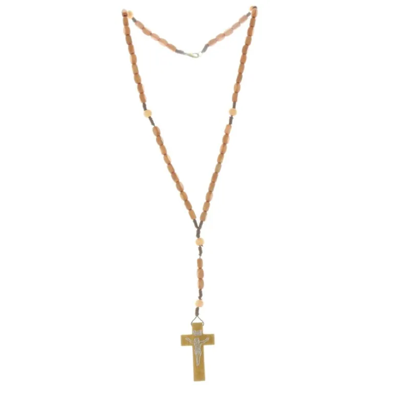 Palais du Rosaire Chapelet corde grains carrés en bois^ Chapelet Corde | Chapelet Bois
