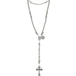 Palais du Rosaire Chapelet de Combat sur corde avec une médaille de Saint Benoît et croix du pardon^ Chapelet De Saint Benoît | Chapelet Métal