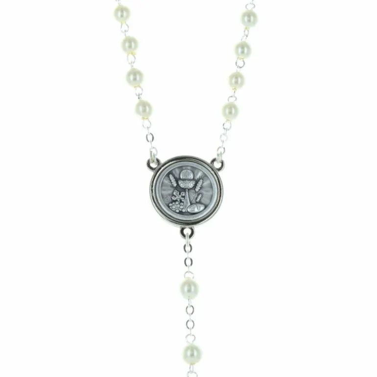 Palais du Rosaire Chapelet de communion en boite avec des grains nacrés^Enfant Communion | Chapelet Pour Enfant