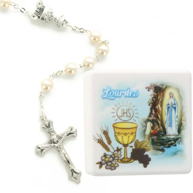 Palais du Rosaire Chapelet de communion en verre avec sa boîte^ Communion | Chapelet De Communion
