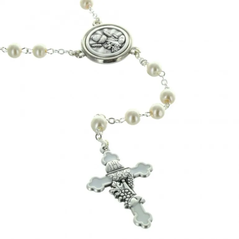 Palais du Rosaire Chapelet de communion en boite avec des grains nacrés^Enfant Communion | Chapelet Pour Enfant