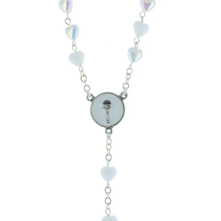 Palais du Rosaire Chapelet de communion grains blancs en forme de coeur^Enfant Chapelet De Communion | Chapelet Pour Enfant