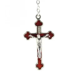 Palais du Rosaire Chapelet de Confirmation avec coeur Saint Esprit et grains en coeurs rouges^ Communion | Chapelet Verre