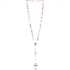 Palais du Rosaire Chapelet de Confirmation avec coeur Saint Esprit et grains en coeurs rouges^ Communion | Chapelet Verre