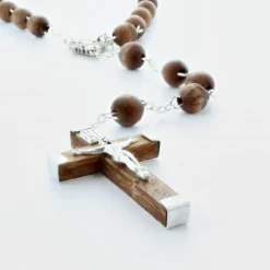 Palais du Rosaire Chapelet de Jérusalem en bois d'olivier avec chaîne en métal^ Chapelet Bois