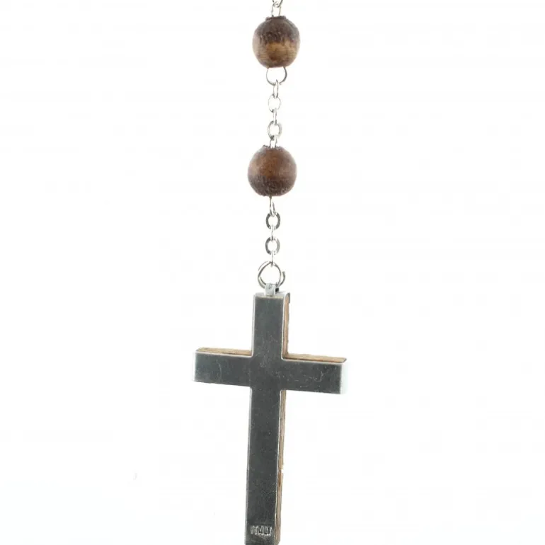 Palais du Rosaire Chapelet de Jérusalem en bois d'olivier avec chaîne en métal^ Chapelet Bois