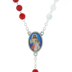 Palais du Rosaire Chapelet De la Miséricorde Divine avec le coeur de Jésus Miséricordieux^ Chapelet De Jésus Miséricordieux | Chapelet Verre