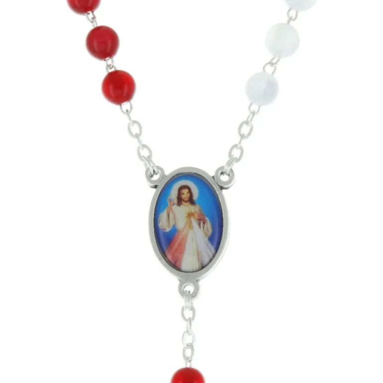 Palais du Rosaire Chapelet De la Miséricorde Divine avec le coeur de Jésus Miséricordieux^ Chapelet De Jésus Miséricordieux | Chapelet Verre