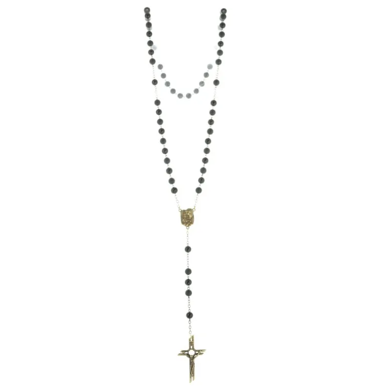 Palais du Rosaire Chapelet de la Sainte Famille en verre mât et satiné^ Chapelet Verre