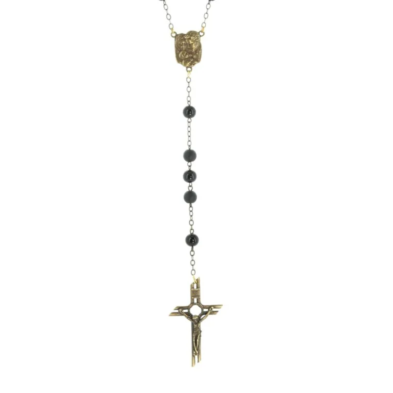 Palais du Rosaire Chapelet de la Sainte Famille en verre mât et satiné^ Chapelet Verre