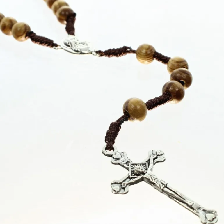 Palais du Rosaire Chapelet de la Vierge à l'enfant avec un coeur de Terre de Jérusalem^ Chapelet Corde | Autre Chapelet De Devotion