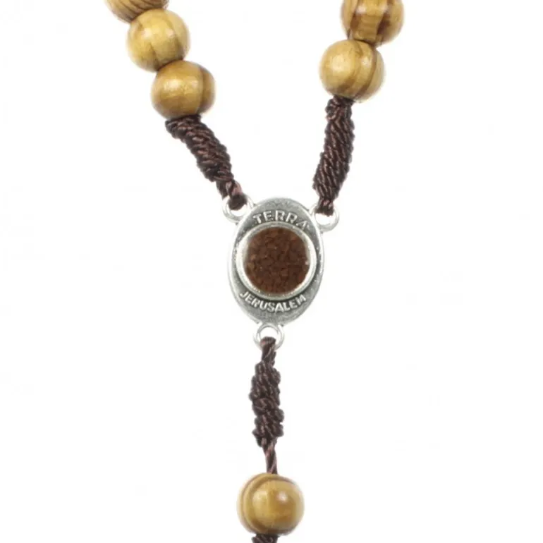 Palais du Rosaire Chapelet de la Vierge à l'enfant avec un coeur de Terre de Jérusalem^ Chapelet Corde | Autre Chapelet De Devotion