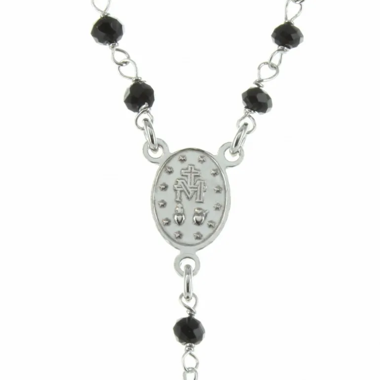 Palais du Rosaire Chapelet de la Vierge Miraculeuse en Argent avec des grains en verre et un fermoir^ Chapelet De La Vierge Miraculeuse | Chapelet Verre