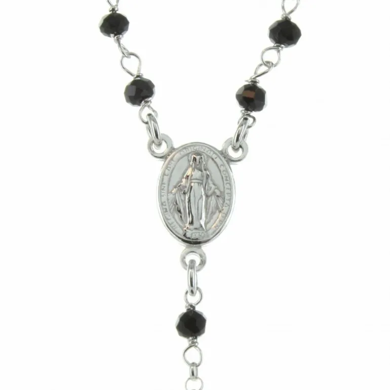 Palais du Rosaire Chapelet de la Vierge Miraculeuse en Argent avec des grains en verre et un fermoir^ Chapelet De La Vierge Miraculeuse | Chapelet Verre