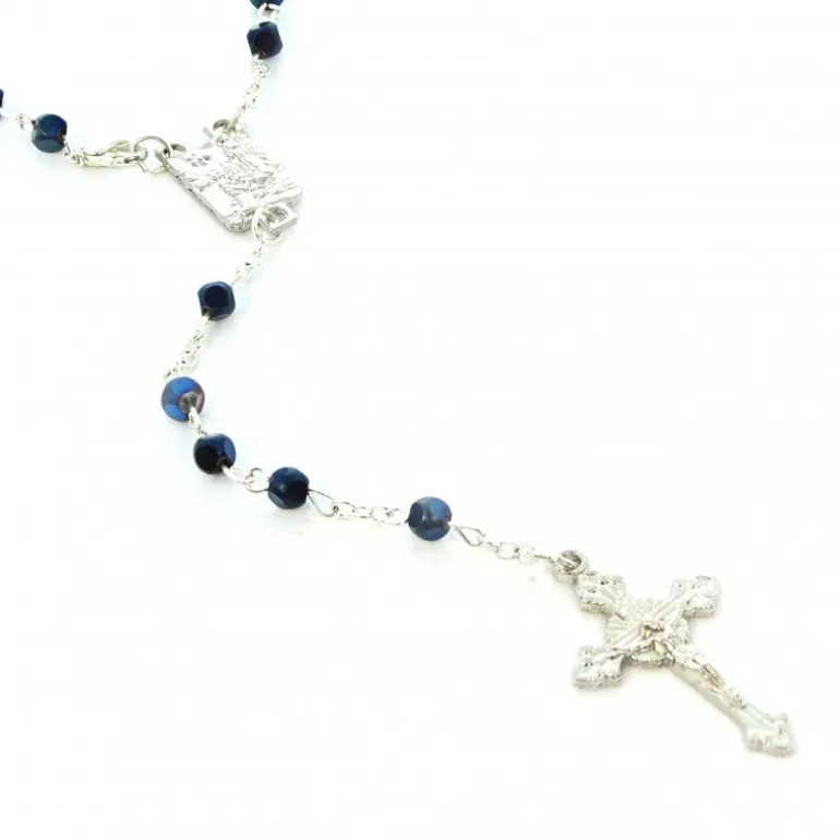 Palais du Rosaire Chapelet de l'Apparition avec cubes facettés en verre et fermoir^ Chapelet De Lourdes | Chapelet Verre