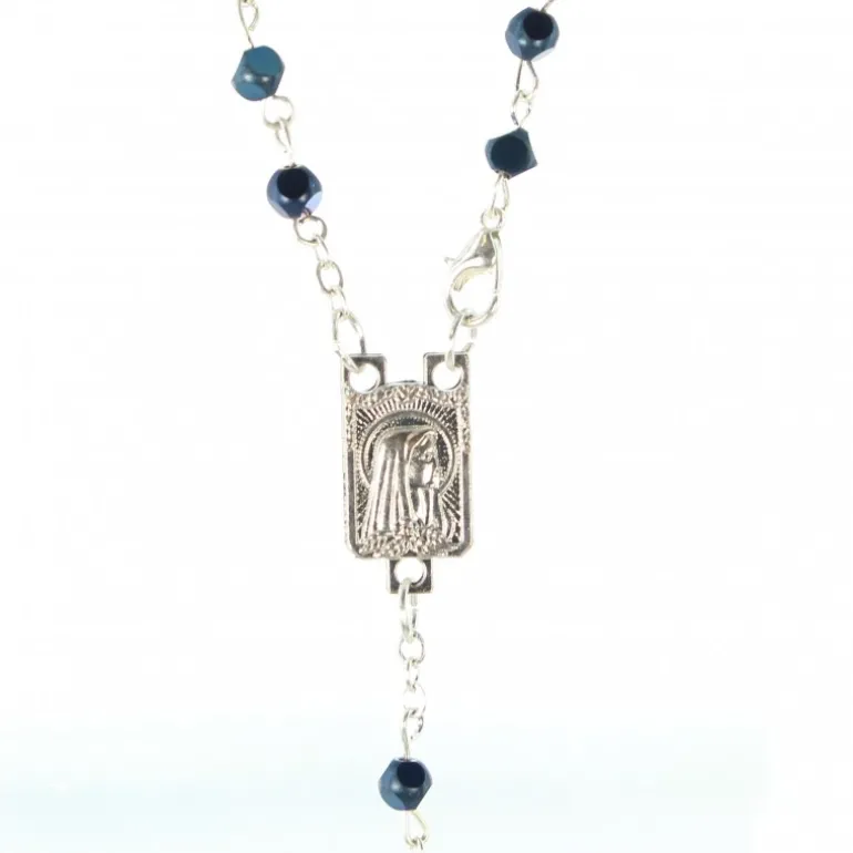 Palais du Rosaire Chapelet de l'Apparition avec cubes facettés en verre et fermoir^ Chapelet De Lourdes | Chapelet Verre